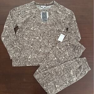 Roudelain NWT | Luisa Leopard Long Sleeve Top Jogger Lounge PJ's pajama set | L